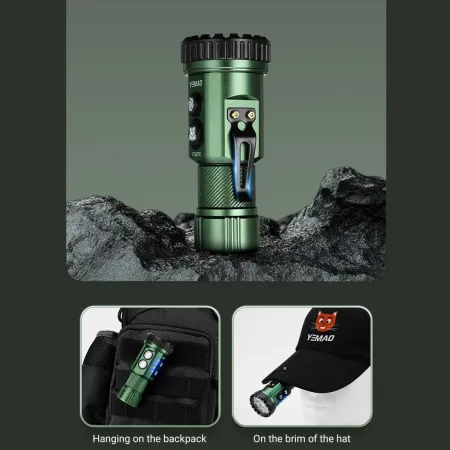 Ручной фонарь YEMAO YM-F337X, 3500LM, 8*XTE LED, красный, синий, зеленый и ультрафиолетовый,  TYPE-C