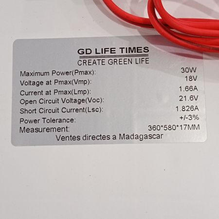 Солнечная панель SOLAR PANEL RB-SL30 / 30W 18V 58х36см/ верх стекло, рамка алюминий