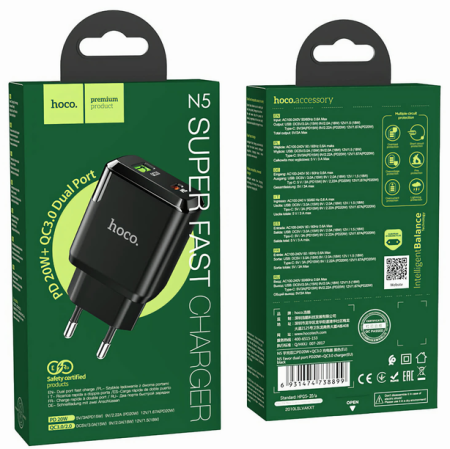 СЗУ Сетевое Зарядное Устройство Hoco N5, быстрая зарядка 20W
