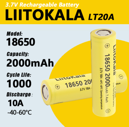 Аккумулятор LiitoKala 18650, LT20A, 2000mAh