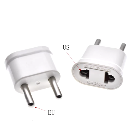 Переходник на плоскую и евро вилку 10А 220V/ белый блестящий