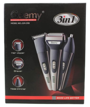 Система Geemy 3в1 (бритва, машинка, триммер) GM-598