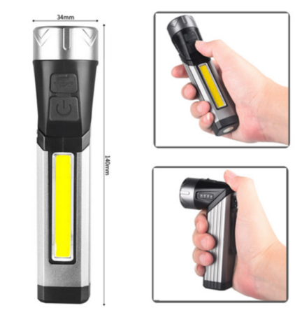 Ручной фонарь 508-OSL+COB, Белый, Красный, Li-Ion, поворот на 90º, магнит, ЗУ Type-C