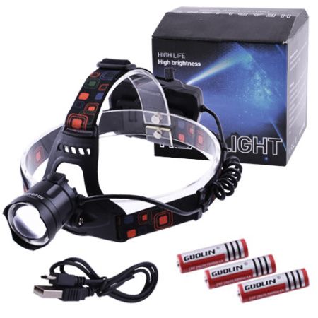 Налобный фонарь XQ-218-HP50, 3х18650, ЗУ MicroUSB, P50 LED, Zoom Налобный фонарь XQ-218-HP50, 3х18650, ЗУ MicroUSB, P50 LED, Zoom