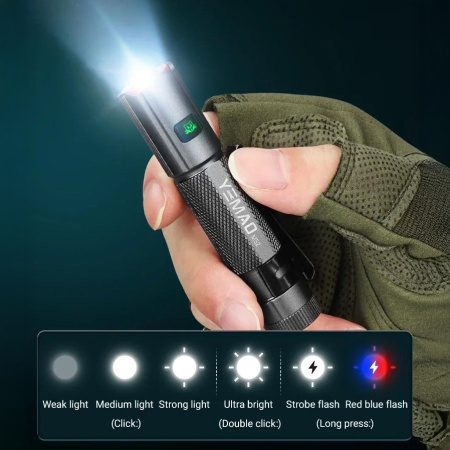 Ручной фонарь YEMAO YM-M52, XH P360 LED, 1500LM, 2x14500 аккум, Zoom, TYPE-C