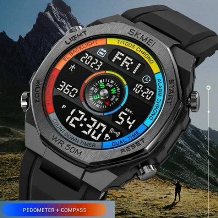 Часы наручные SKMEI 2209CKBK, COLORFUL/BLACK, Compass, Pedometer, 10351