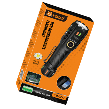 Ручной фонарь YEMAO YM-G217, 2000LM, P80 LED, 1x21700 аккум, TYPE-C 