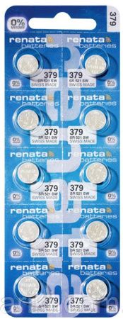Батарейки-Таблетки Renata 379 / SR521/ 10шт. на блистере