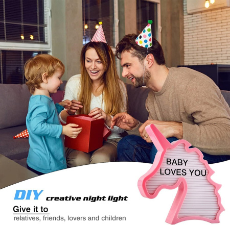 Ночник LED на батарейквх "Единорог" +буквы/ 2xAAA/ 