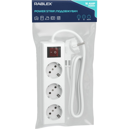 Сетевой фильтр Rablex RB3-3M 3 розетки 3 метра 16A 1.5mm 3500W