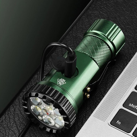 Ручной фонарь YEMAO YM-F337X, 3500LM, 8*XTE LED, красный, синий, зеленый и ультрафиолетовый,  TYPE-C