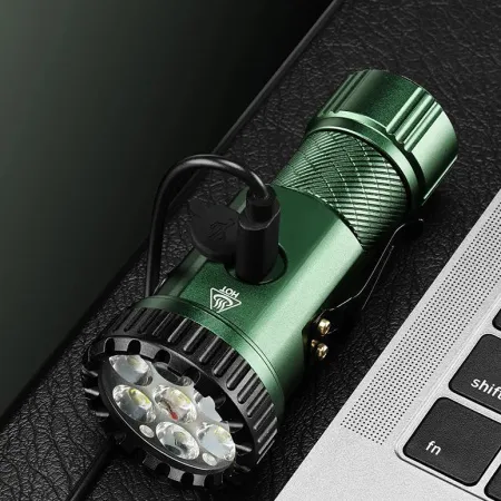 Ручной фонарь YEMAO YM-F337X, 3500LM, 8*XTE LED, красный, синий, зеленый и ультрафиолетовый,  TYPE-C