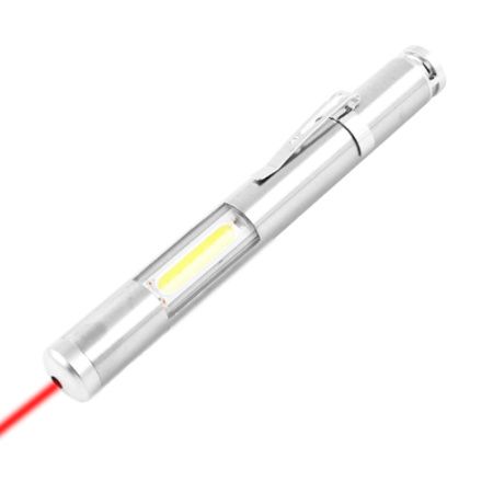 Лазерная указка фонарь, красный 935+COB, 1xAA, зажим