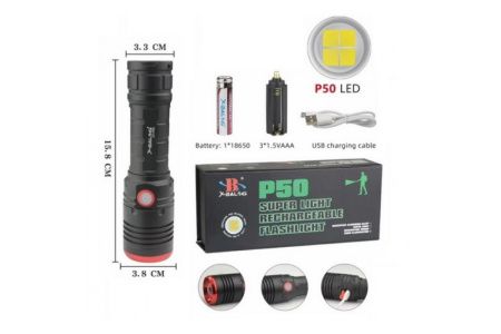 Ручной фонарь Police BL-A02-P50 LED, 18650, 3хААА