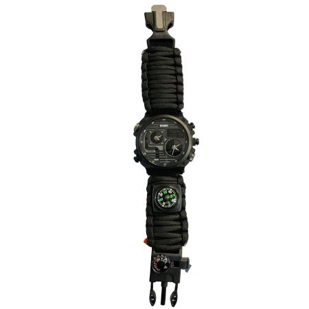 Часы наручные SKMEI 2202BK, PARACORD, BLACK, Compass, термометр, свисток, кресало, 10348