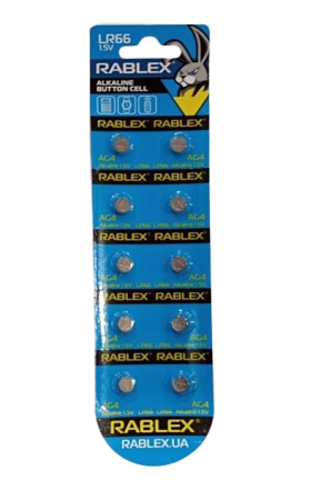 Батарейки-Таблетки Rablex LR66/AG4/1.5V блистер 10шт.