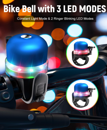 Велосипедный звонок PL-B19R X-56 акамуляторний + RGB LED + Type-C + водонепроницаемый