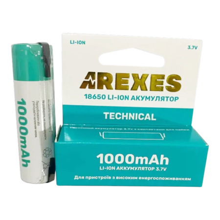 Аккумулятор Arexes Li-ion 18650 3.7v 1000mah с контактами для пайки