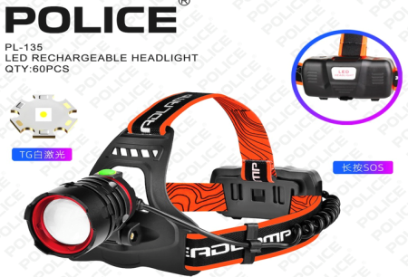 Налобный фонарь PL-135, GT LED, 2x18650, 3 режим, ЗУ Type-C, zoom Налобный фонарь PL-135, GT LED, 2x18650, 3 режим, ЗУ Type-C, zoom