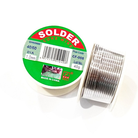 Припой Олово для пайки SOLDER 1мм, 40г. Припой Олово для пайки SOLDER 1мм, 40г.