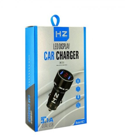 Автомобильное зарядное устройство USB x 2 + вольтметр HZ HC7 / 3.1A / 6873 Автомобильное зарядное устройство USB x 2 + вольтметр HZ HC7 / 3.1A / 6873
