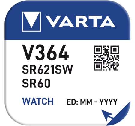 Батарейка Varta V364, SR621SW, D364, SR60, RW320 Батарейка Varta V364, SR621SW, D364, SR60, RW320
